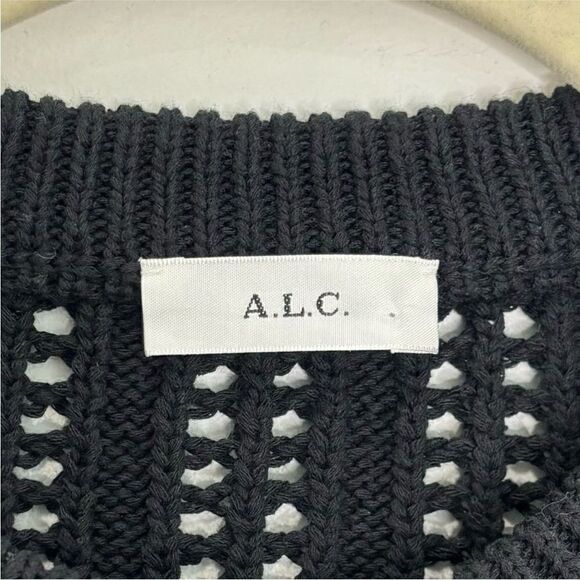 A.L.C. $395 Tilly open-knit cotton-blend cardigan in black - Picture 12 of 12
